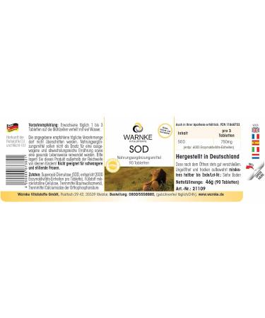 SOD 2000 F.I.P. Superoxide Dismutase 90 Tablets by Warnke Vitalstoffe - Buy Online on GoSupps.com