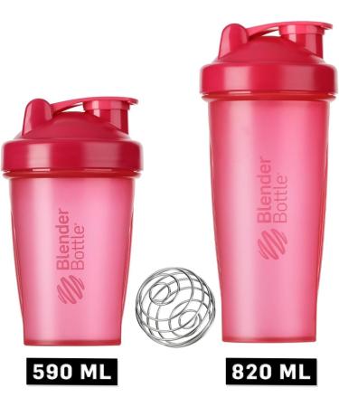 BlenderBottle Classic Shaker 590ml - Pink Transparent | BPA Free Protein Shaker & Water Bottle with Blender Ball for Optimal Mixing - Buy Online on GoSupps.com