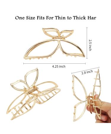 Ahoney Butterfly Claw Clips - Gold Metal Hair Clips for Women - Non Slip Fashion Hair Accessories - Buy Online on GoSupps.com