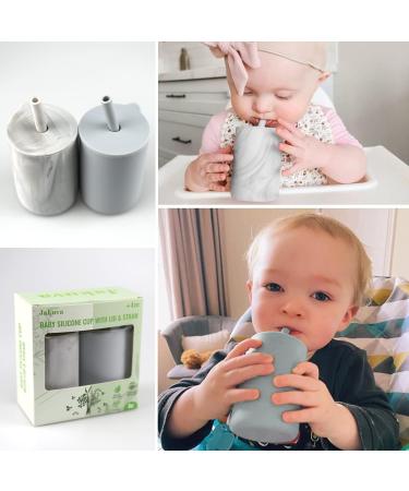 Jakuva 2 Pack Unbreakable Silicone Toddler Cups | 8 Ounce Training Sippy Cups | BPA-Free, for 6+ Months Baby | Gray & Marble Gray - Buy Online on GoSupps.com