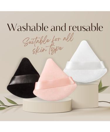 Set of 2 Premium Triangle Makeup Powder Puffs - Soft, Sleek Design with Finger Strap for Easy Application in Black & Nude - Buy Online on GoSupps.com