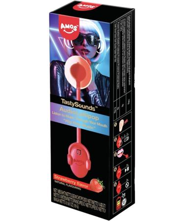 Amos TastySounds Candy Lollipop Strawberry Flavour 16g (Pack of 2) | Individually Packed Audio Music Lollipop - Buy Online on GoSupps.com