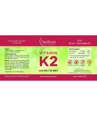 Vitamin K2 MK7 Drops - High Bioavailability Vegan 200 g per Portion 50ml - All-Trans Menaquinone with Native Olive Oil - Buy Online on GoSupps.com