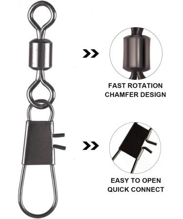 100pcs Barrel Snap Swivels Fishing Rolling Swivel with Safety Snap Copper Stainless Steel Line Connector - Saltwater & Freshwater | 8 - Buy Online on GoSupps.com