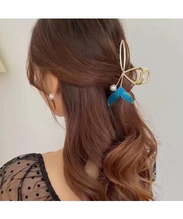 4 Pcs Pearl Fish Tail Hair Claw - Large Metal Clips for Thick Hair | Hair Styling Accessories for Women - Buy Online on GoSupps.com