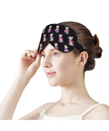 Cat Pattern Sleep Mask Eye Cover - Adjustable Strap, Blocks Light for Night Sleep, Travel, Nap - Men Women - Buy Online on GoSupps.com