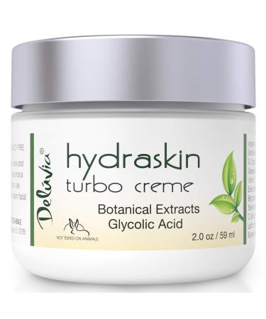 Deluvia Turbo Cream Night Cream Face Moisturizer with Glycolic Acid Hyaluronic Acid AHA Organic Aloe Vera Rosehip Oil Vitamin C Vitamin E CoQ 10 and MSM.