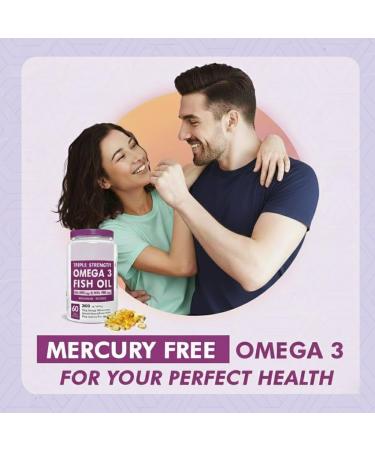 Omega 3 Fish Oil | Omega 3 Fish Oil Capsules for Women and Men | Triple Strength Fish Oil | Burpless EPA 600 - DHA 400 Supplement 60 Softgel Capsules - Buy Online on GoSupps.com