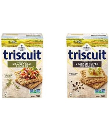 Triscuit Dill Sea Salt & Olive Oil 200g with Triscuit Cracked Pepper & Olive Oil Crackers 200 g