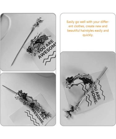 LALAFINA Hairpin French Hair Pin Headpiece for Women Hair Sticks for Women Bridal Hair Stick for Ponytail Hair Barrettes for Women Hair Bun Pin Metal Women's Chopsticks Silver - Buy Online on GoSupps.com