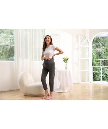ZUMIY Maternity Lounge Pants - Over the Belly Stretchy Activewear with Pockets - M Grey - Buy Online on GoSupps.com