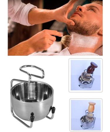 Shaving Brush Stand with Bowl Stainless Steel Shaving Brush Stand Holder Razor Bowl Grooming Set Male Facial Cleaning Tools (Silver) - Buy Online on GoSupps.com