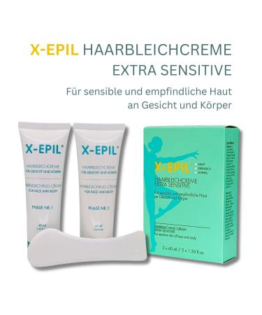 X-EPIL Hair Bleach Cream - Extra Sensitive 2x40ml for Face & Body | Gentle & Quick Hair Lightening | Savings Set + Free Gift | Ideal for Sensitive Skin - Buy Online on GoSupps.com