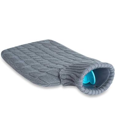 Premium Natural Rubber Hot Water Bottle 1.8L - Gray Knitted Cover | International Shipping - Buy Online on GoSupps.com