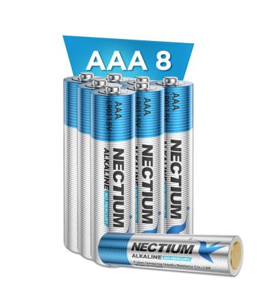 NECTIUM Superior Performance AAA Batteries 8 Count Alkaline Pure-Gold-Bottom IoT Batteries Ultra Power Long Lasting for IoT Devices Smart Lock AAA 8 Count