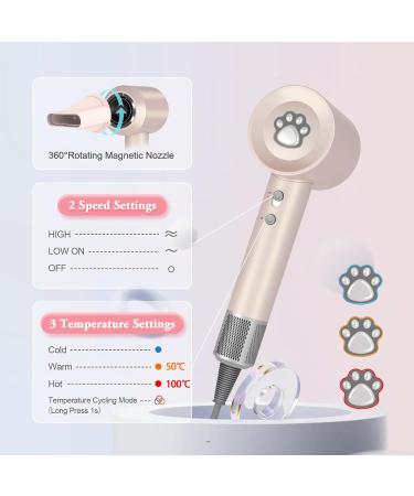 High-Speed 105 000 RPM Ionic Hair Dryer Lightweight Travel Blow Dryer with Magnetic Nozzle (Pink - Buy Online on GoSupps.com