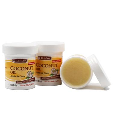 De La Cruz Coconut Oil - Expeller Pressed Coconut Oil for Skin and Hair - Natural Moisturizer for Skin and Hair - 2.2oz (3 Jars)