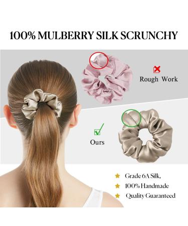 LILYSILK 100% Mulberry Silk Hair Scrunchie for Frizz Prevention - Coffee Color - Buy Online on GoSupps.com