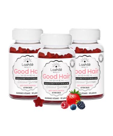 Lashil Beauty - Good Hair Women - Food Supplements - Anti-Hair Loss - Made in France - Venus Hair Biotin Iron Zinc MSM Vitamin B6 B12-180 Gummies