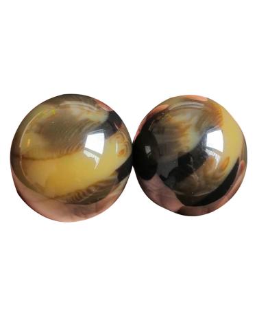 Unbit ballstretcher magnetic stressball baoding ball 50 mm light marble baoding exercise ball in the Chinese style natural stone craft series Color