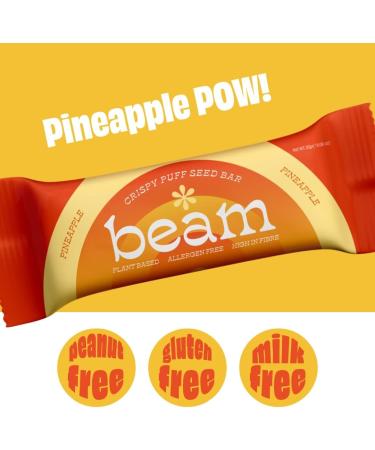 Beam Pineapple Crispy Seed Bar | Nut-Free, Gluten-Free, Dairy-Free | High Fibre, Plant-Based Snack | 12x30g Bars | 119 Calories - Buy Online on GoSupps.com