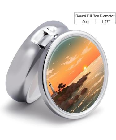 Travel Pill Box - 3 Compartment Ocean Sunset Landscape Portable Pill Organizer for Handbag & Pocket - Buy Online on GoSupps.com