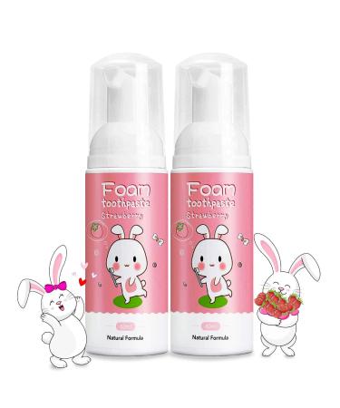 KONLEMEI Foam Toothpaste Kids Natural Formula Edible Strawberry Flavor 120ml 2Packs Strawberry 2.02 Fl Oz (Pack of 2)