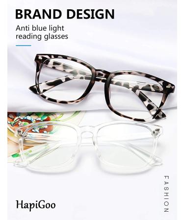 Blue Light Blocking Reading Glasses | Anti Glare UV Ray Protection | Square Nerd Eyeglasses for Men and Women - 1.5x Magnification (Black/White/Leopard) - Buy Online on GoSupps.com