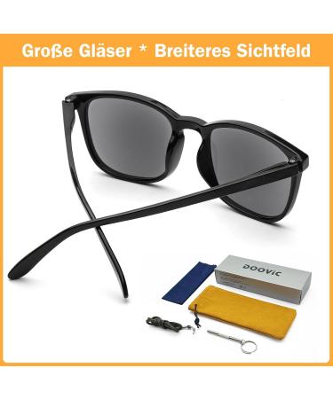 DOOViC Blue Light Filter Reading Glasses - Square Frame Large Lenses Prescription 024 Sun Black 1.25x | International Shipping Available - Buy Online on GoSupps.com