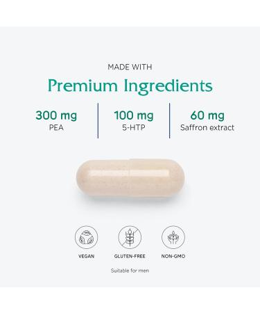 Vitanica Fibro Formula - Fibromyalgia Relief Support Supplement with Saffron Extract 5-HTP & Pea | Vegan Non-GMO - 60 Capsules - Buy Online on GoSupps.com