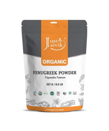 Just Jaivik 100% Organic Fenugreek Powder- 0.5 LB / 227g / 08 oz- USDA Certified Organic - Trigonella Foenum Powder- Methi Powder
