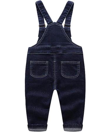 KIDSCOOL SPACE Baby & Little Boys/Girls Blue Denim Overalls 12-18 Months - Ripped & Soft, Water Washed - Style 2081 - Buy Online on GoSupps.com