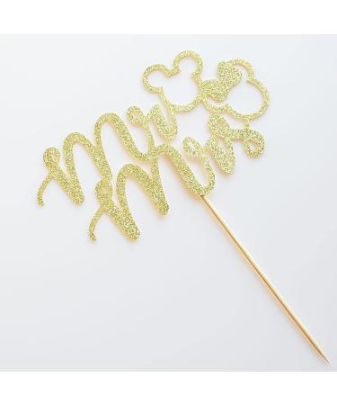 Mr & Mrs Cake Topper Mouse Inspired Themed Wedding Party Decorations Cartoon Mouse Bride and Groom Wedding Party Gold Glitter Pattern 2 - Buy Online on GoSupps.com