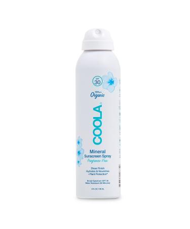 COOLA Organic Mineral Sunscreen SPF 30 Sunblock Spray Dermatologist Tested Skin Care for Daily Protection Vegan and Gluten Free Fragrance Free 5 Fl Oz