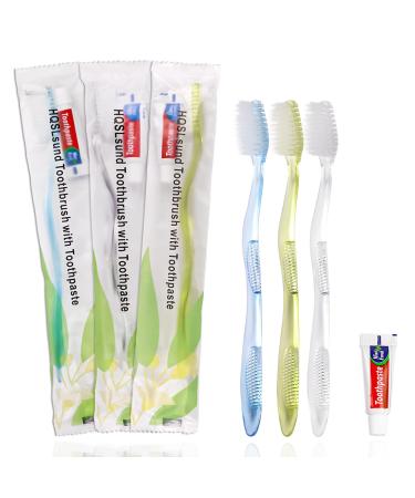 HQSLsund Disposable Toothbrushes with Toothpaste Individually Wrapped Manual Disposable Travel Toothbrush Set for Adults Kids Travel Toiletries 3 Colors 30 Pack - Buy Online on GoSupps.com