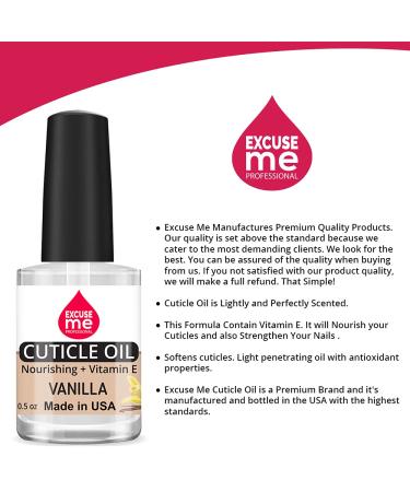 EXCUSE ME Professional Cuticle Oil 0.5 oz - Nourishing Vanilla Formula for Cracked Nails and Rigid Cuticles - Buy Online on GoSupps.com