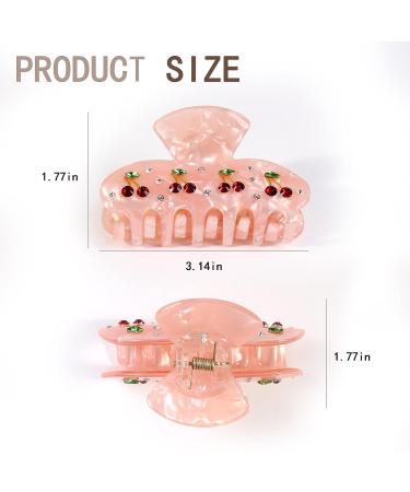Jayongnee Shell Hair Claw Clips for Thin Hair - 2 PCS French Style Moon Hair Clips with Cherry Decoration - Pink and White - Buy Online on GoSupps.com