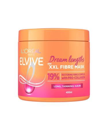 L'Or al Paris Elvive XXL Fibre Mask for Long Damaged Thinning Hair Restorative Treatment with Pro-Collagen Dream Lengths 400 ml