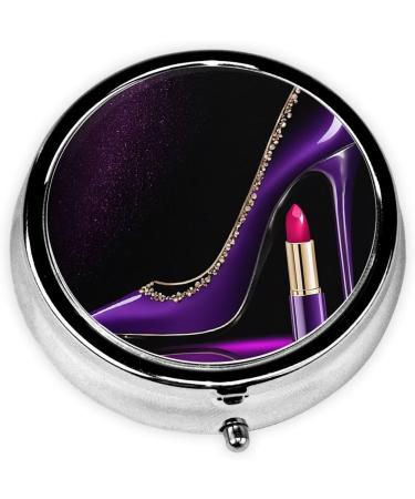 Elegant Purple High Heels Pill Box | 3 Compartment Mini Travel Organizer for Medicine & Vitamins - Buy Online on GoSupps.com