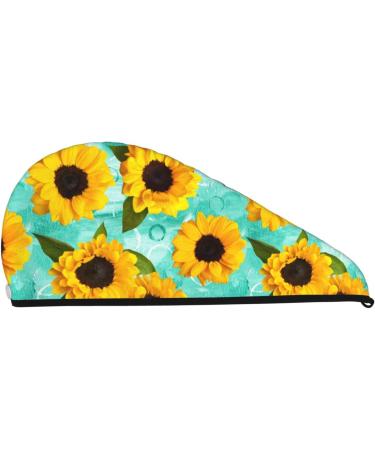 Yellow Sunflowers Microfiber Hair Towel - Soft Super Absorbent Hair Wrap for Women | Quick Dry Coral Velvet for Long Curly & Thick Hair - Buy Online on GoSupps.com