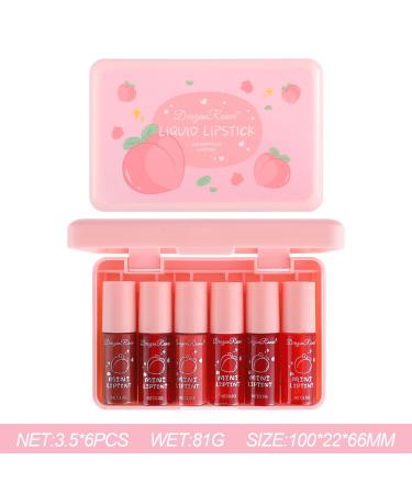 6 Colors Peach Lip Tint Set - Korean Waterproof Lip Stain & Gloss for Lips & Cheeks | Long Lasting High Pigment Makeup - Buy Online on GoSupps.com