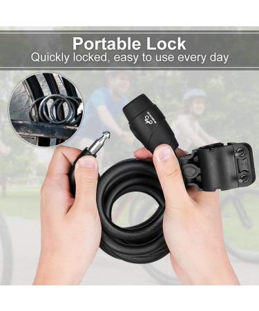 High-Security 180cm/12mm Bicycle Lock - Durable Keyed Metal Cable Lock for Bikes Motorcycles Gates and Scooters (Black) - Buy Online on GoSupps.com
