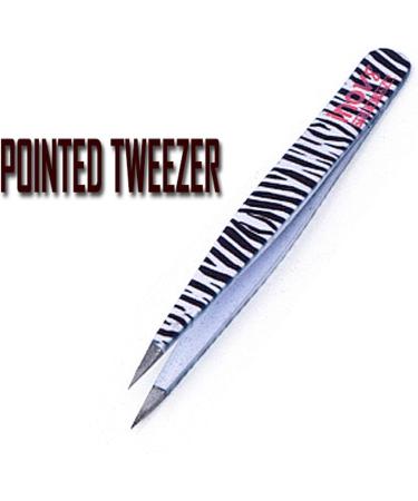 Eyebrow Tweezers Facial Hair Remover 2 Piece Set Slant and Point Tip Zebra Print Free Pouch Stainless Steel Beauty Tweezers - Buy Online on GoSupps.com