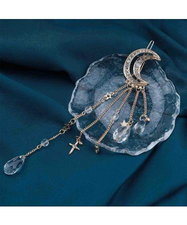 Erimberate Bohemian Moon Star Hair Clip - Gold Crystal Drop Hair Barrette for Women and Girls - Buy Online on GoSupps.com