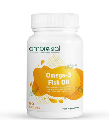 AMBROSIAL Omega 3 Fish Oil 1000mg | 180mg EPA & 120mg DHA (Pack of 1-60 Softgels) (Pack of 1-60 Softgels) 60 Count (Pack of 1)