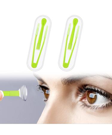 Toulifly contact lenses tweezers contact lens cleaner 2 pieces of contact lenses help for inserting contact lens inserting contact lens in remote with storage case (green)