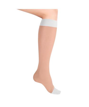 Truform Venous Ulcer Layered Compression Stocking Kit for Men and Women 30-40 mmHg Knee High Length Open Toe Large Complete Kit Beige Large (1 Pair)