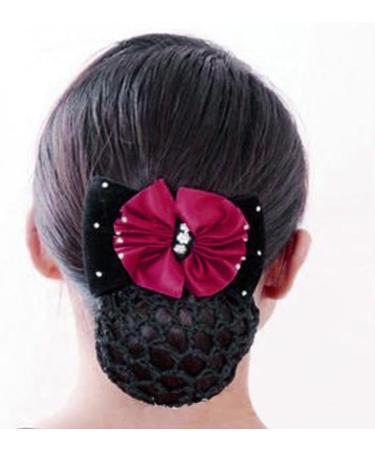 Women Hair Bun Cover Net Snood Hairnet Bowknot Barrette Hair Clip Bow Lace Flower Hair Accessories (Blue) - Buy Online on GoSupps.com
