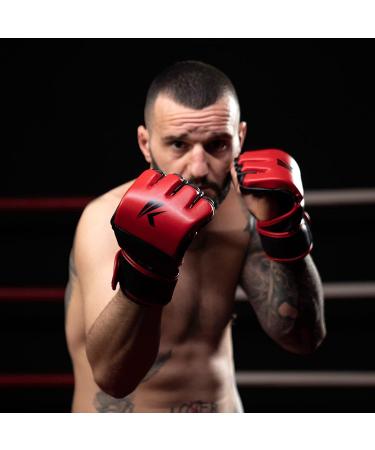 Kruzak Half-Finger MMA Gloves for Men and Women - Red Small-Medium - Buy Online on GoSupps.com