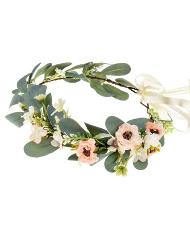 Eralove Christmas Wedding Flower Crown Boho Bridal Flower Wreath Babies Breath Hair Crown Headpiece Color A